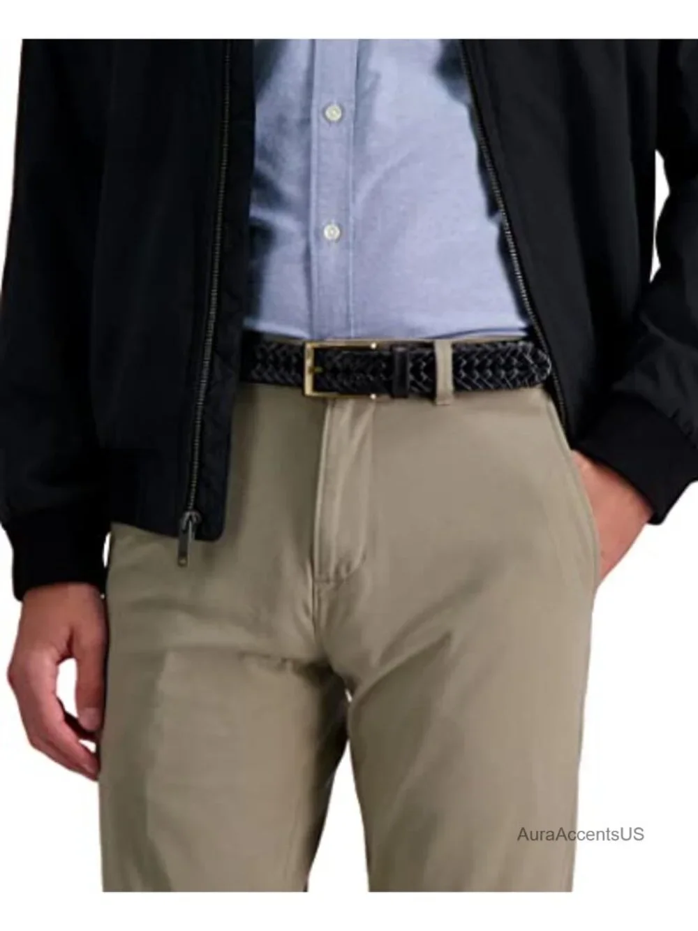Braided Leather Belt, Fully Adjustable, Men's Casual